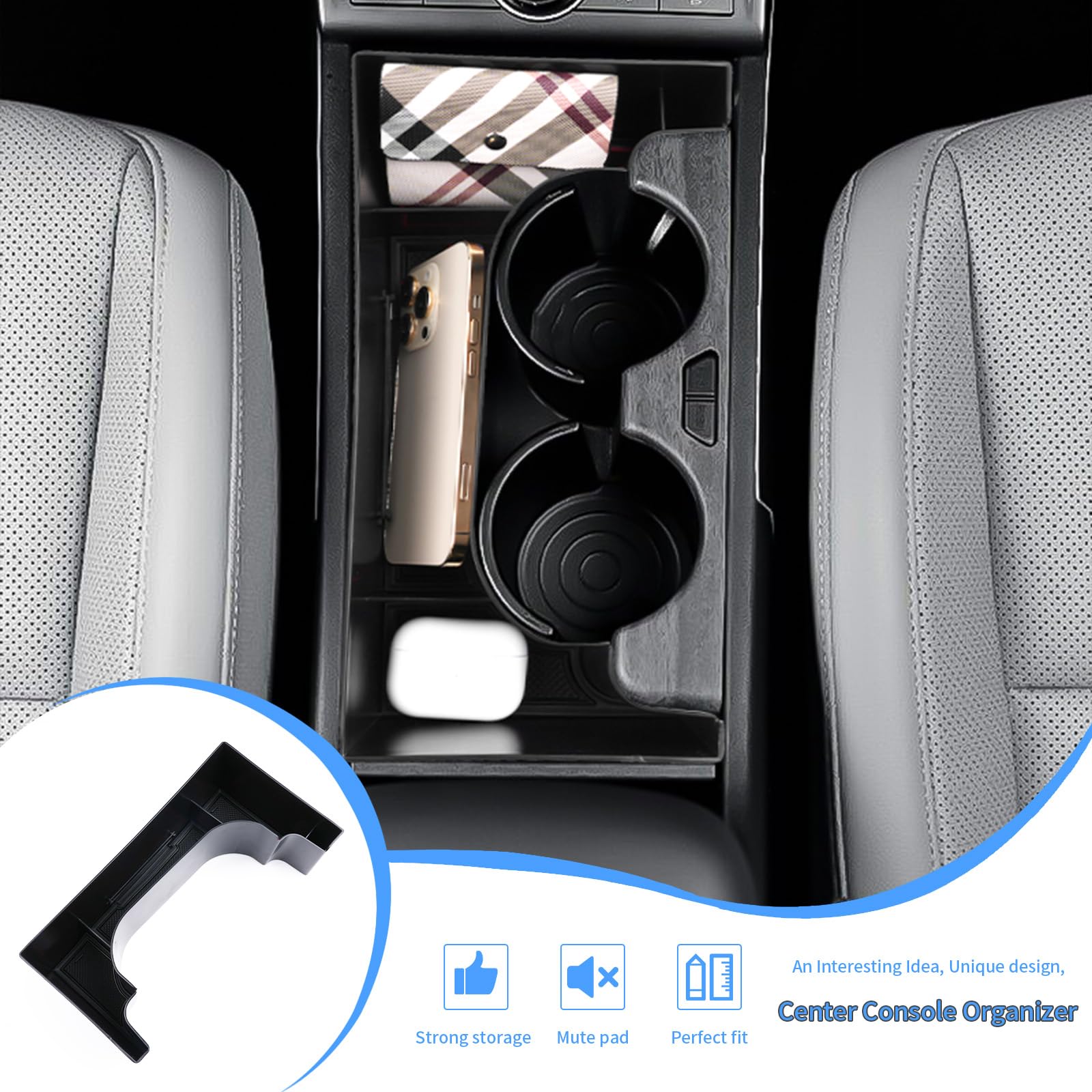 BIBIBO Opbergbox voor middenconsole voor H*yundai Kona SX2 EV Electric 2024 2025, organizer met antislipmat, middenarmsteun, console schelpen, armleuningen, accessoires voor autoarmleuningen