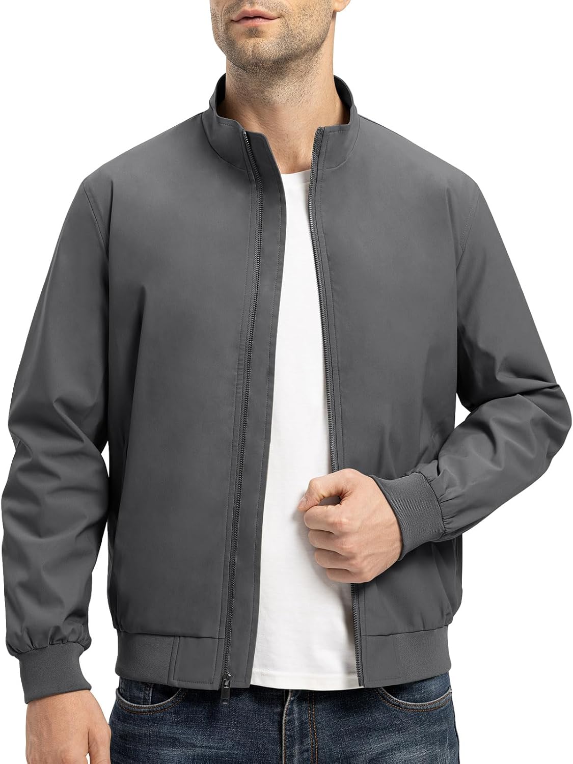 TBMPOY Mens Lightweight Jackets Light Windbreaker Full Zip Casual Work Jacket Golf Business Fall Track Coat with Pockets - Image 2