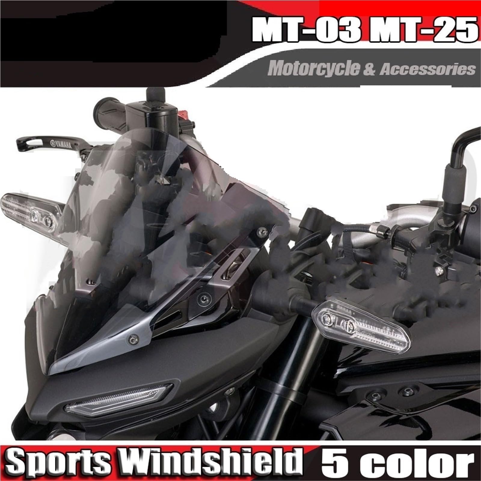 Spojler przedłużający szyba przednia Motocykl Sport Touring Przednia szyba Viser Visor Deflektor wiatru Pasuje do YAMAHA MT25 MT03 2020-2025 MT25 MT-03 2024 Przednia szyba motocyklowa(Clear)