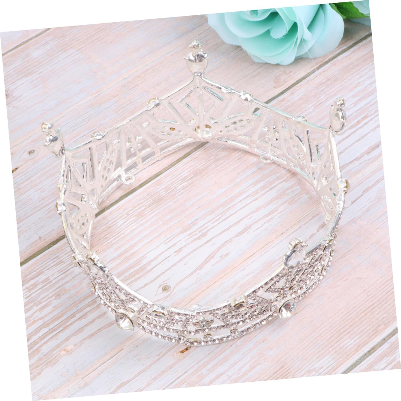 Didiseaon Retro Rhinestone Crown for Women Large Round Bridal Headpiece Elegant Wedding Tiara for Bride for Engagements Special Occasions Durable Design