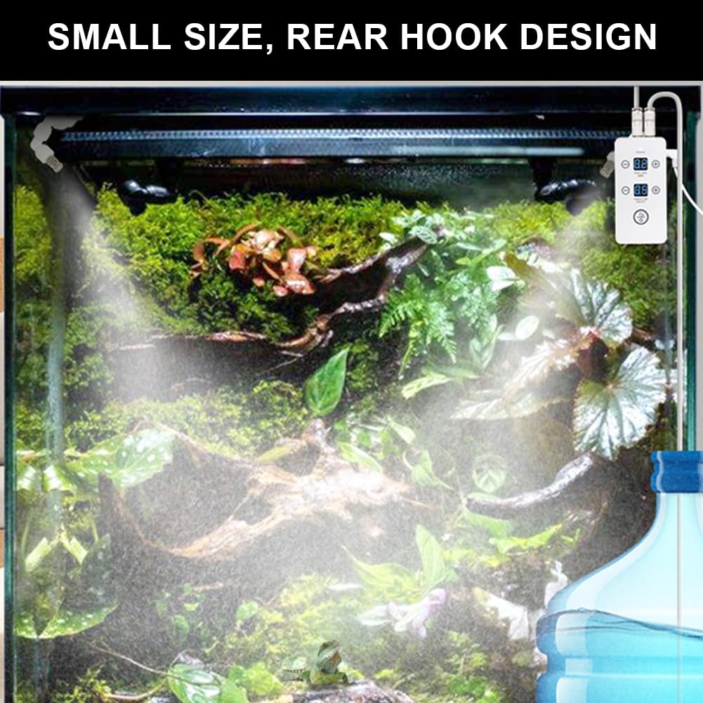 Sistema di spruzzatura intelligente terrario, nebulizzatore automatico per terrari, umidificatore con timer, spruzzatore regolabile a 360°, per terrari foresta pluviale, anfibi rettili piante