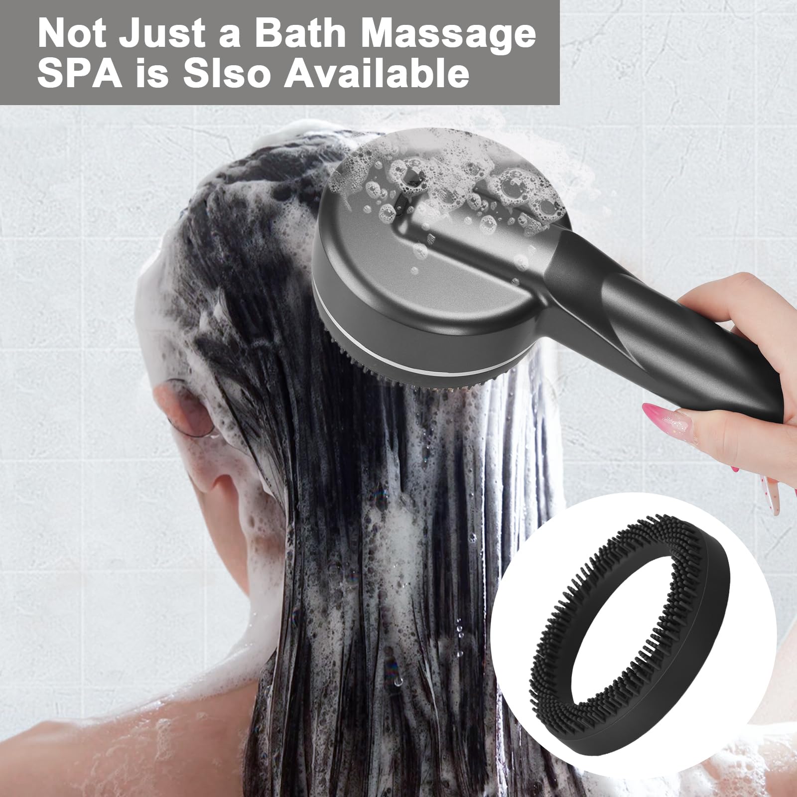 Soffione Doccino per Doccia Anticalcare con Filtro, con 1.5m Tubo Doccetta, 4 Modi Funzione alta Pressione Shower Head Risparmio Idrico, Grigio
