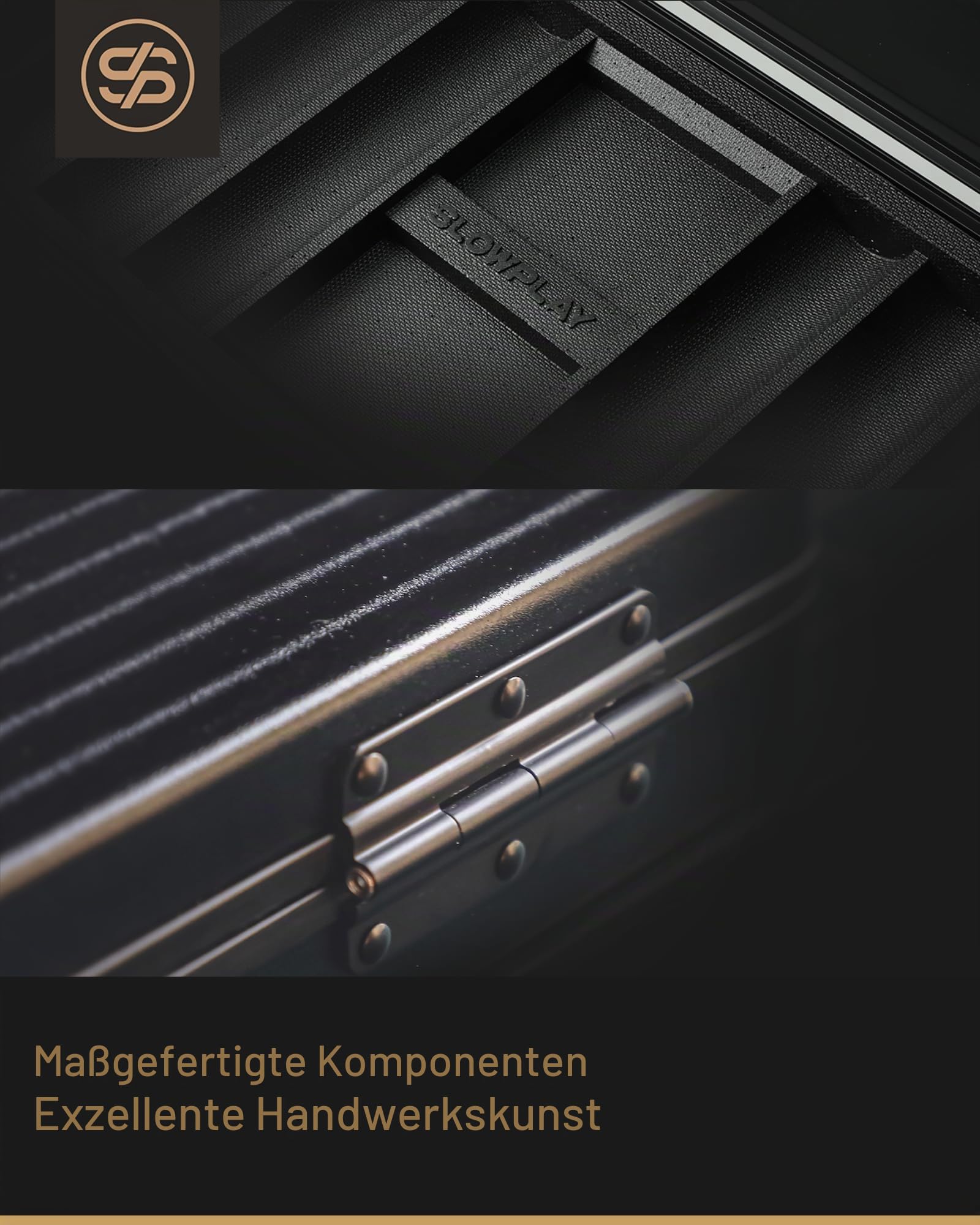 SLOWPLAY Nash Pokerchip-Koffer für 39/40mm Chips, robuste PC-Schale | Sehr tragbar; extra robust; verstärkte Innenstütze; sichere Chipfächer; PU-Lederfutter; großer Griff; schlichtes Schwarz