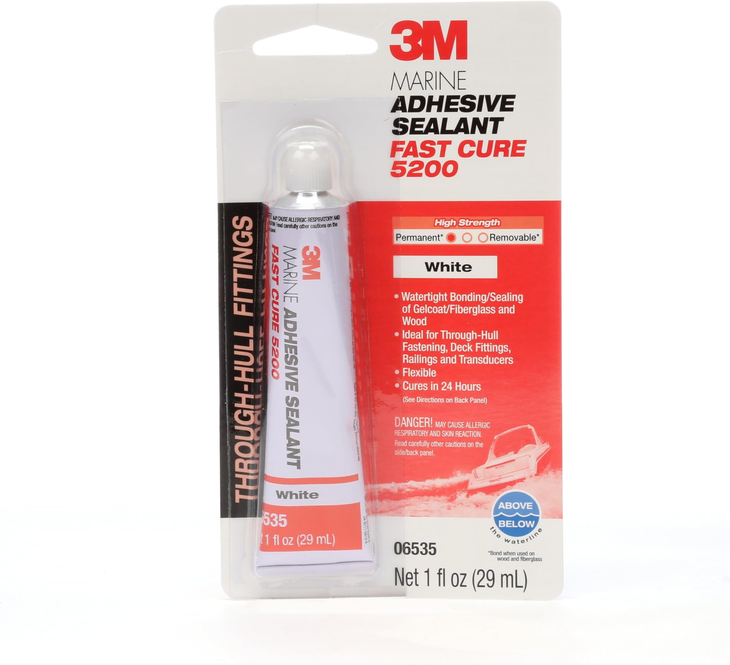 3M 5200FC Marine Adhesive Sealant 5200 Fast Cure White, 06535, 1 oz tube (Pack of 1)