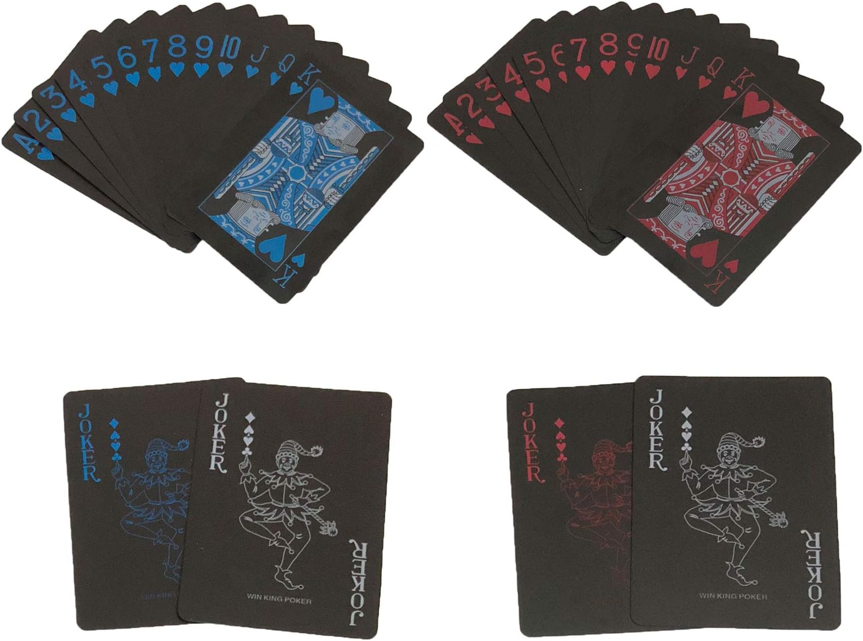 POMNUG 2 Deck of Waterproof Plastic Playing Cards, Black and Red Elastic PVC Playing Cards, Ideal for Parties and Games