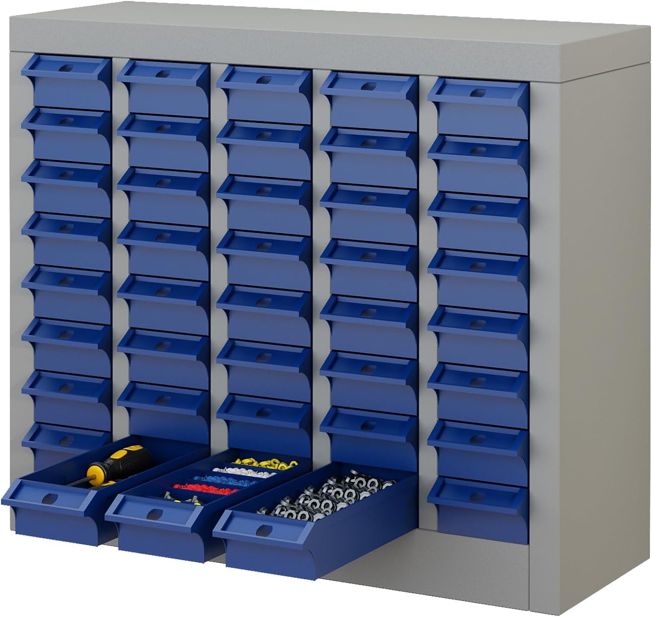 40-Drawer Parts Storage Cabinet – Multi-Purpose Organizer for Screws, Bolts, Nails, Craft Supplies, Legos, Makeup & Tools – Compact Plastic Drawer Unit for Garage, Workshop, Classroom & Home