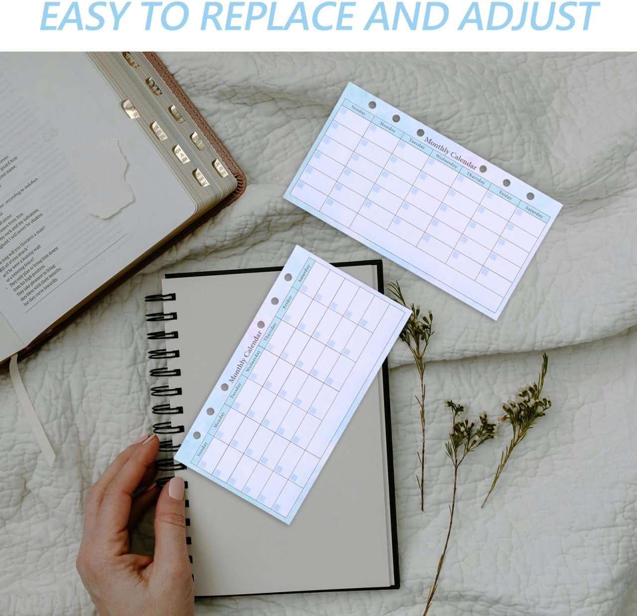 A6 Monthly Planner Refill 14 Sheets 6-Hole Binder Inserts image 3