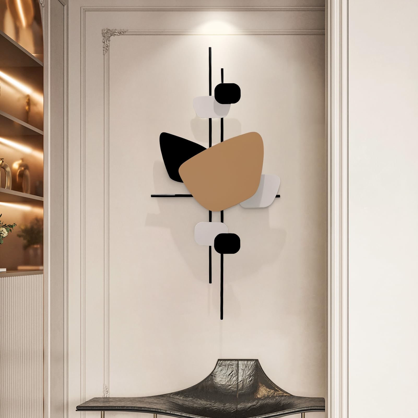 HEBOIX Large Metal Wall Decor Modern Metal Wall Art 3D Wall Sculptures Handmade Wall Hanging Wall Decoration for Living Room/Dinning Room/Bedroom/Entryway/Kitchen/Office