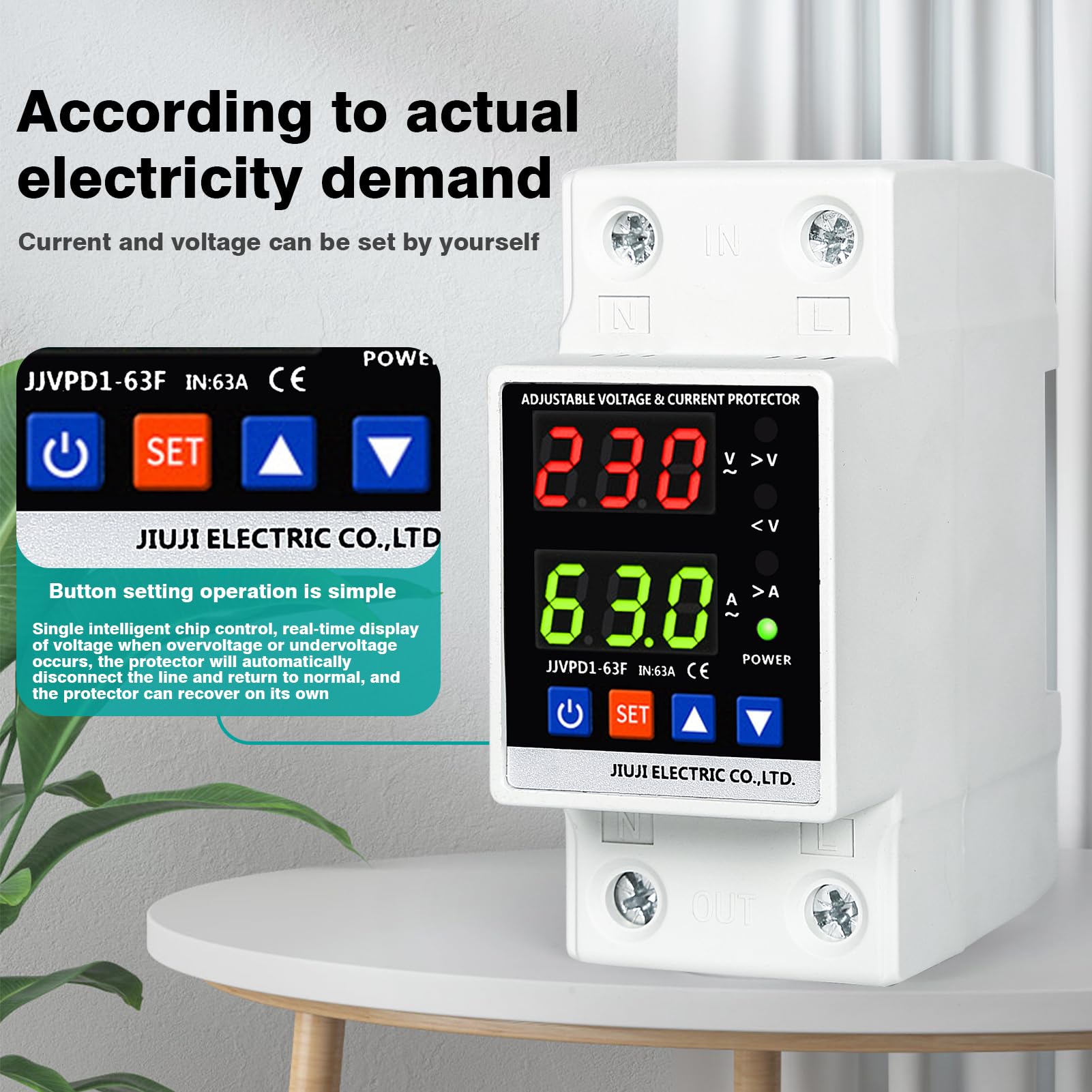 DEWIN Stabilizzatore di Tensione 220V,Protezioni di Sovratensione e Sottotensione Scaricatore di Sovratensione 220V 63A Protezione da Sovratensione Domestica con Display a LED