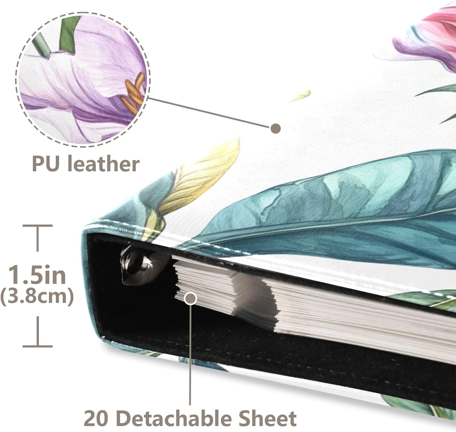 Garden Colorful Flowers Large Scrapbook Album 20 Sheets Leather Photo Albums -Adhesive DIY Design Album for Photos & Arts and Crafts Projects 20860628