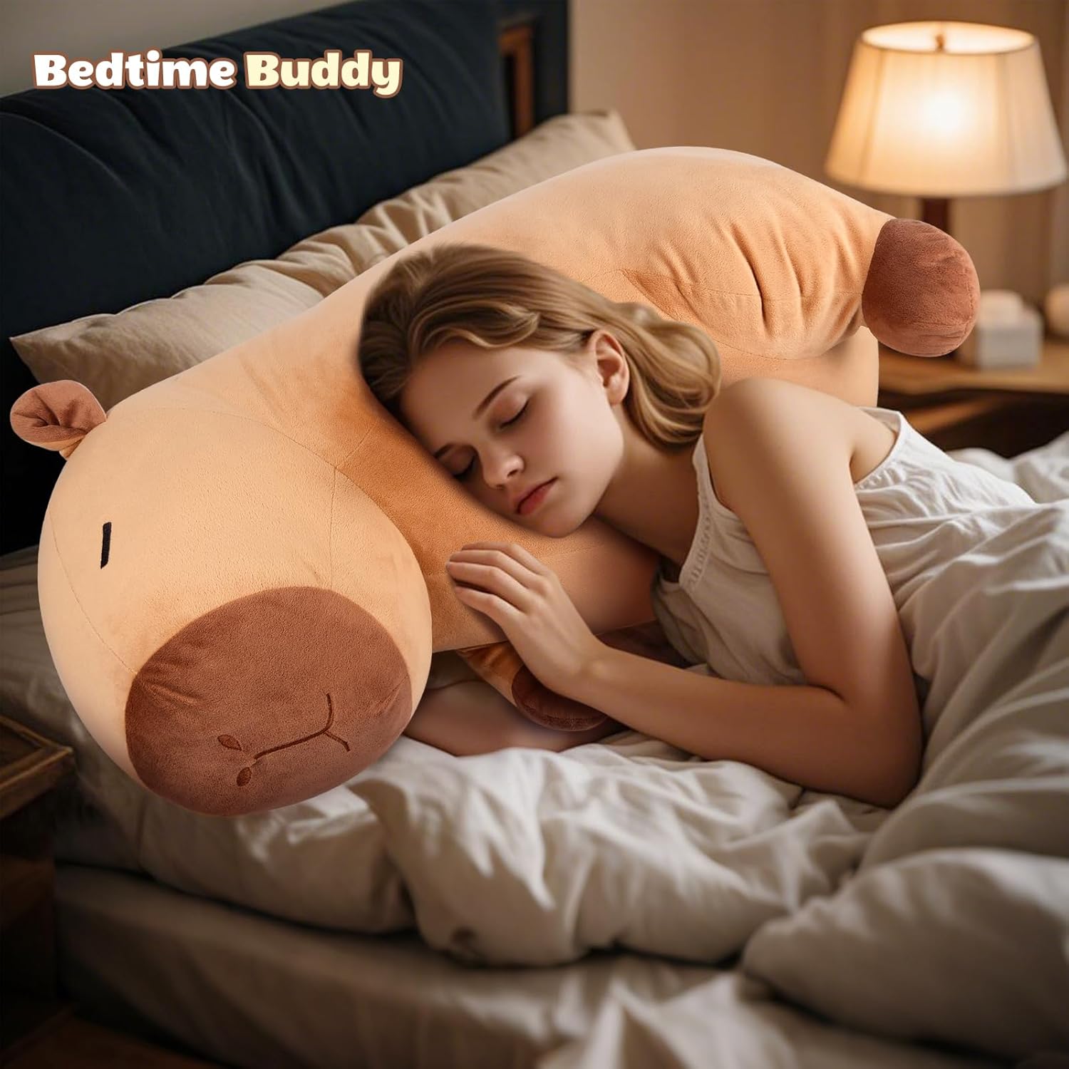 Giant Capybara Plush 30", Jumbo Soft Capybara Stuffed Animal, Giant Plush Toys Hugging Pillow for Stress Relief & Sleep Aid, Huge Cuddly Capibara Plushie Gift for Kids Adults - Image 7