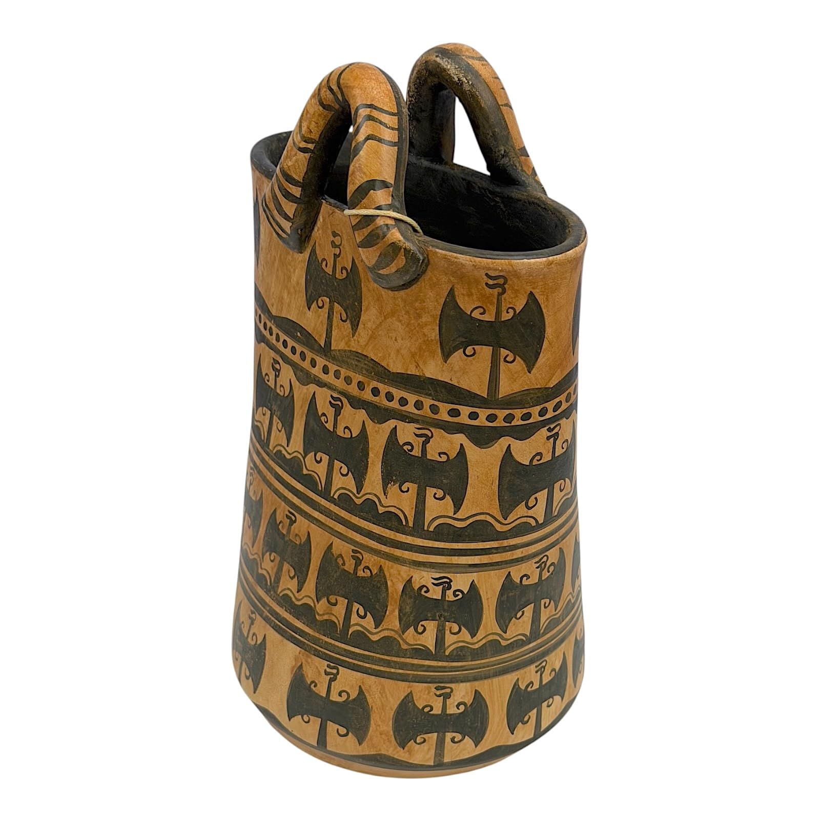 Vaso a forma di cesto minoico, ceramica greca fatta a mano, copia del museo di Cnosso, ceramica greca dipinta a mano, 20,1 cm