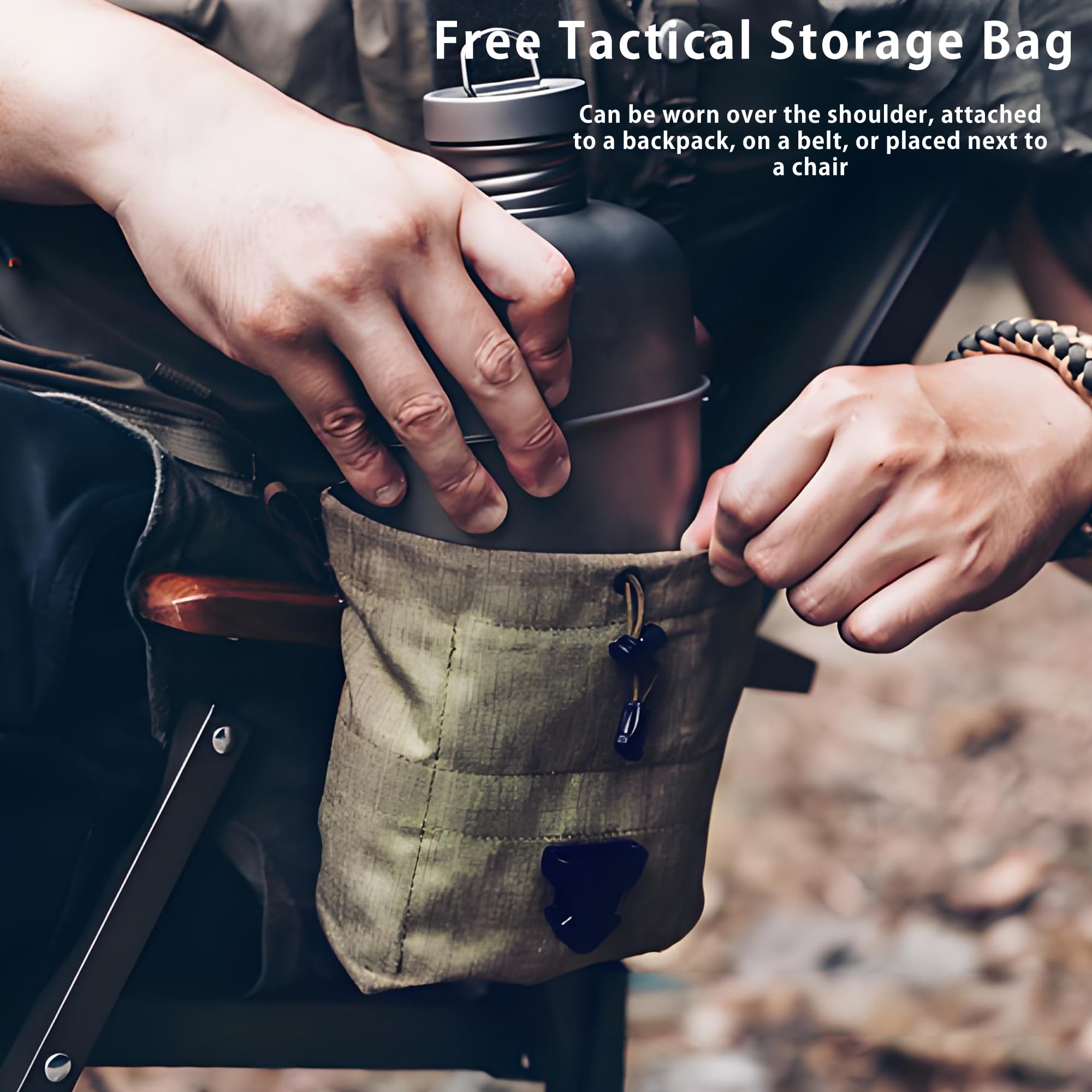 KEITH Titan Camping Kochgeschirr-Set 1100ml Army Titan Trinkflasche Militär Wasserflasche Mit 700ml Camping Topf mit Deckel Faltbare Griffe und Tarntasche zum Wandern, Klettern und Campen