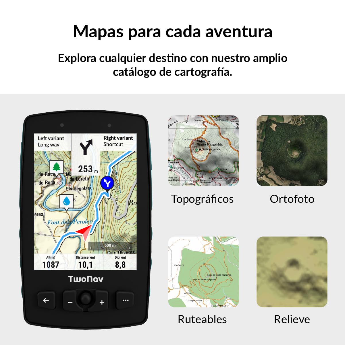 TwoNav Aventura 2 Plus (32 GB) + MicroSD (128 GB) + Mapa Completo España IGN Topo 1:25.000 Instalado, GPS de Mano con Pantalla Amplia 3.7 Pulgadas, Botones y Joystick para montaña, Alpinismo