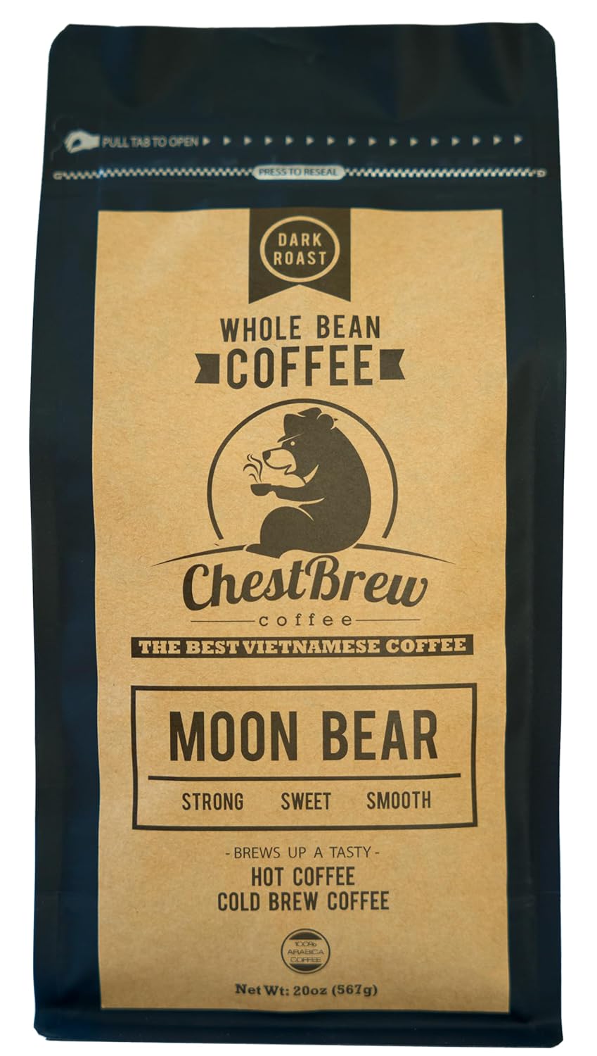 ChestBrew Moon Bear – Strong Smooth Vietnamese Whole Bean Coffee, 20 oz