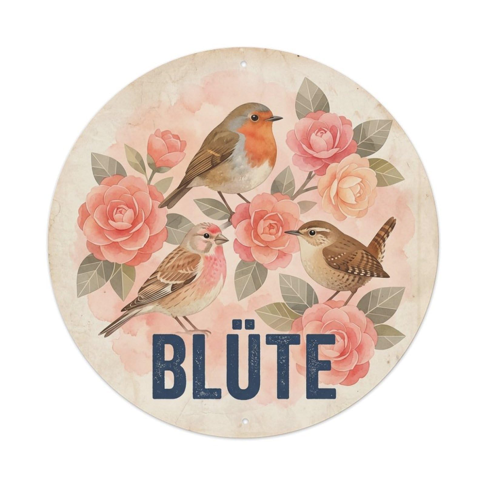 Camellia Blute Soft Watercolor Bird Slogan Metal Tin Sign