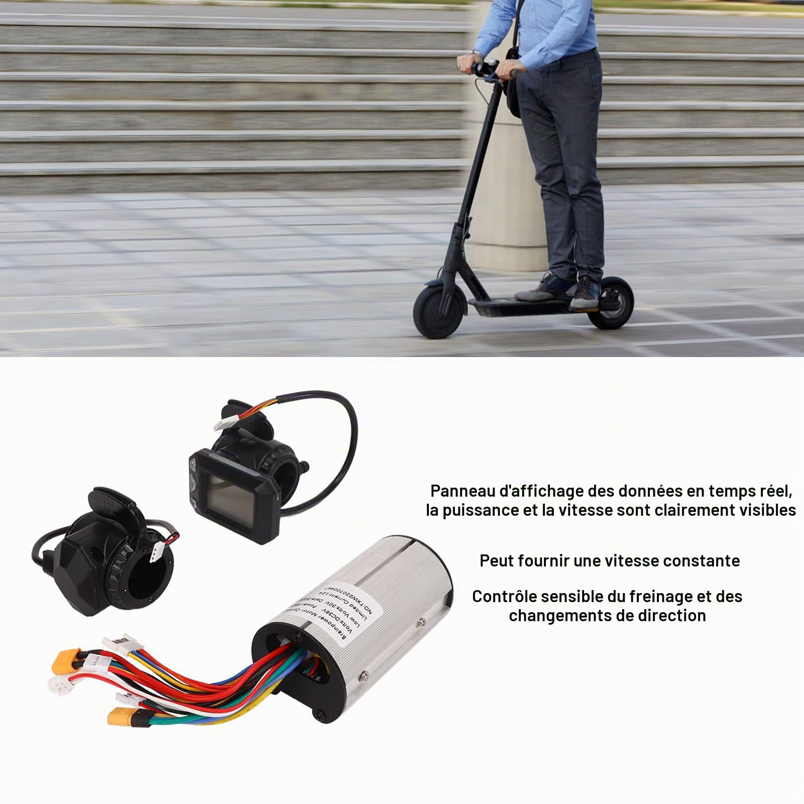 Pilote de moteur de scooter 36V 350W 12A Contrôleur de planche à roulettes électrique Unité de commande de moteur de scooter pour réglages personnalisés
