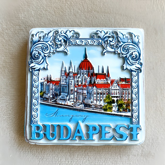 Imán decorativo Budapest Parlamento diseño azul y blanco miniatura 6