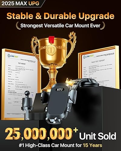 Miniatura 3 de HTU Soporte para teléfono de automóvil de grado militar real clip de succión y ventilación más fuerte mejorado 2025 Soporte de teléfono celular para