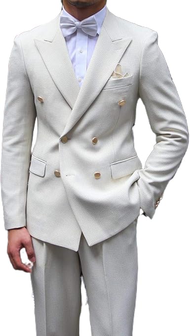 Outwear De lujo italiano para hombre formal de dos piezas de trajes  conjunto de doble botonadura chaqueta chaqueta slim fit pantalones traje  hombre de negocios conjuntos de trabajo: Amazon.es: Ropa