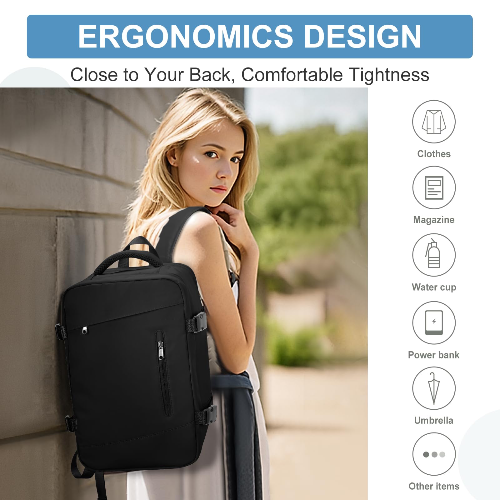SZLX Zaino Ryanair 40x20x25 Bagaglio a Mano Donna Zaino da Viaggio con Porta USB Borse da Cabina per Easyjet 45x36x20 Zaino per Computer Portatile Impermeabile Borsa da Viaggio Uomo Travel Backpack
