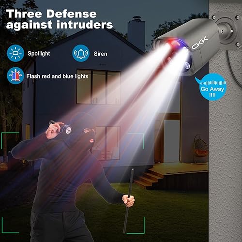 Miniatura 5 de Sistema de cámara de seguridad inteligente para el hogar, 4 cámaras IP PoE de 8MP con cable para exteriores con detección humana AI, 4K 16CH NVR con