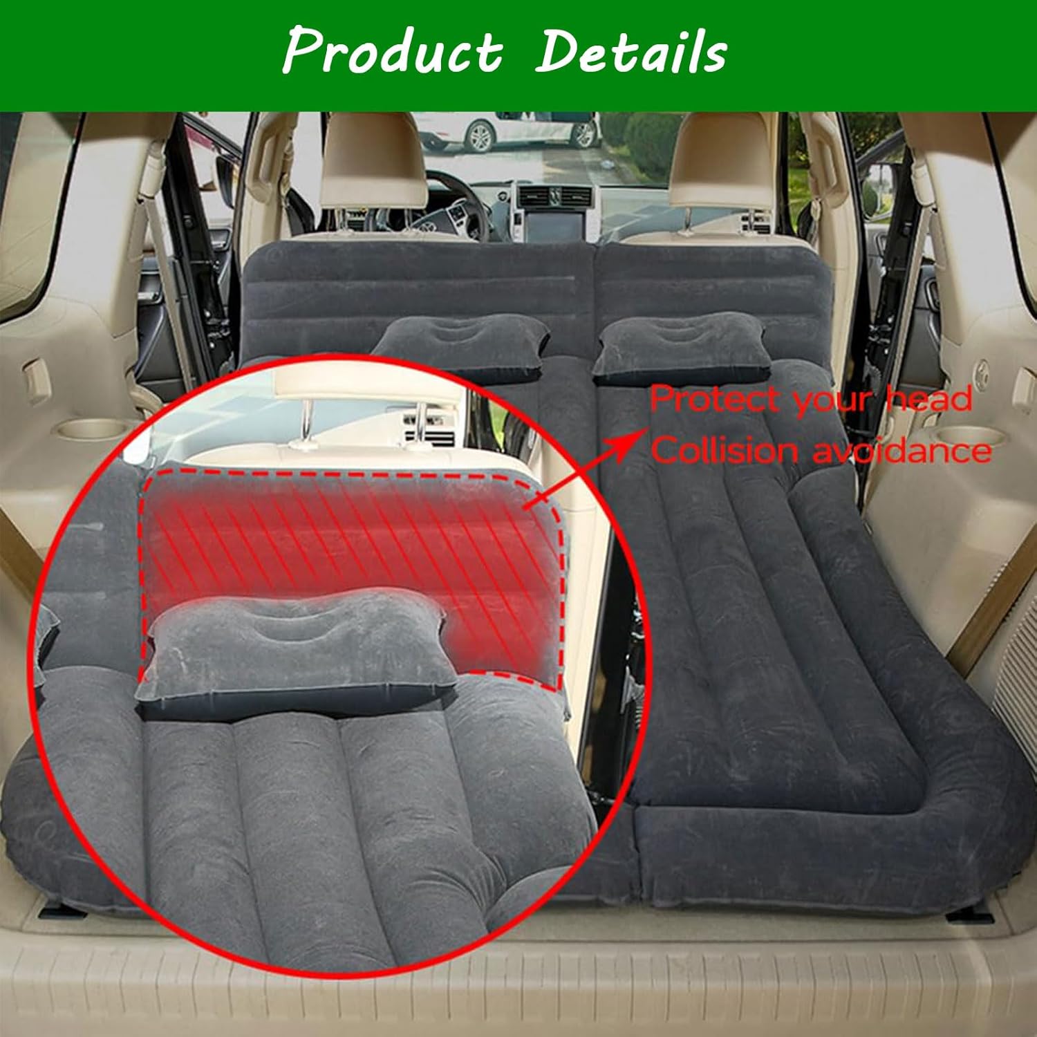Car Travel Mattress for Mazda 2 3 5 6 CX-5 CX-50 CX-7 CX-8 CX-9,Portable Air Pillow Inflator,Rear Trunk Air Mattress,Thickened Bed Cushion for Camping Travel,B