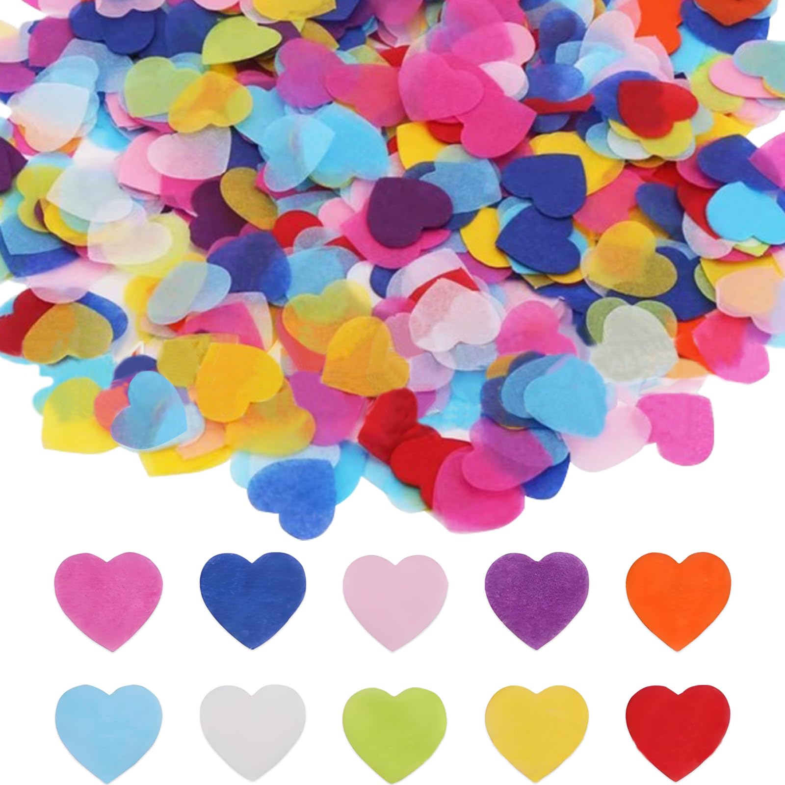 6000 Pieces Heart Shaped Biodegradable Confetti Wedding Confetti Biodegradable for Weddings Valentines Anniversaries-Eco-Friendly Paper Hearts Hen Party Table Decoration (Colorful Heart Paper)