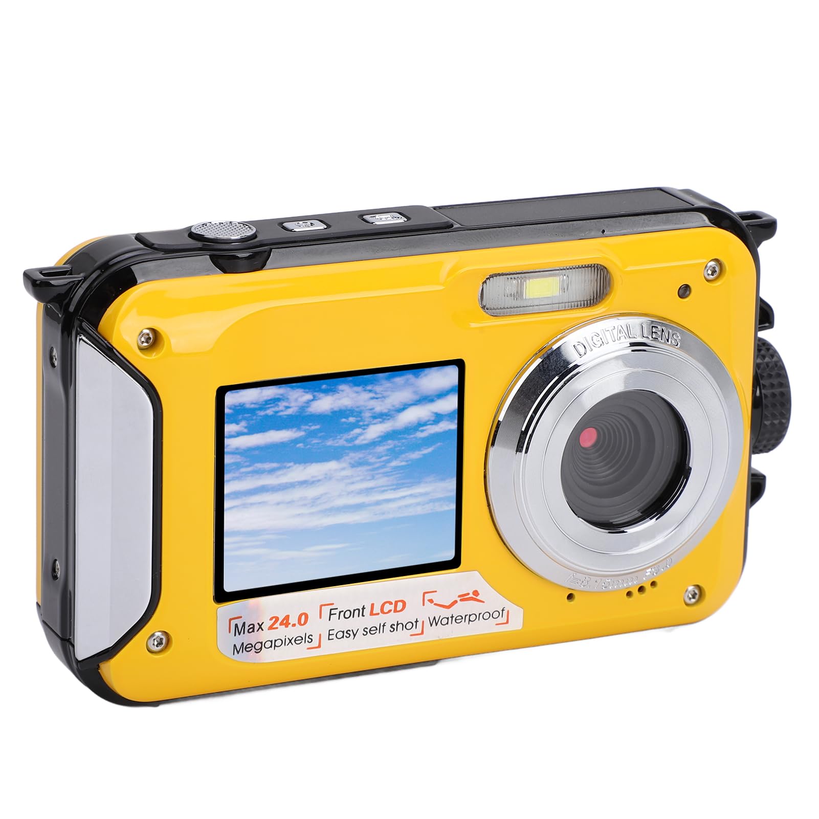 2.7K Underwater Camera, 48MP Waterproof Camera with Dual Screens 16X Zoom Autofocus 11FT Water Resistant Compact Digital Camera for Snorkeling Diving (Yellow)