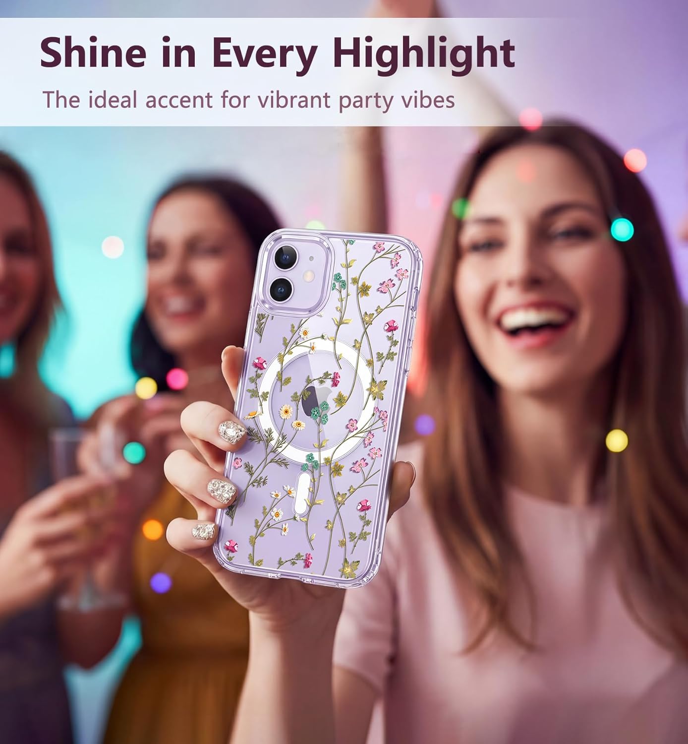 for iPhone 11 Case Compatible with MagSafe, Crystal Clear Aesthetic Pattern Wireless Magnetic Protective Phone Cover for Women Girls - Country Florals iPhone 11 Country Florals