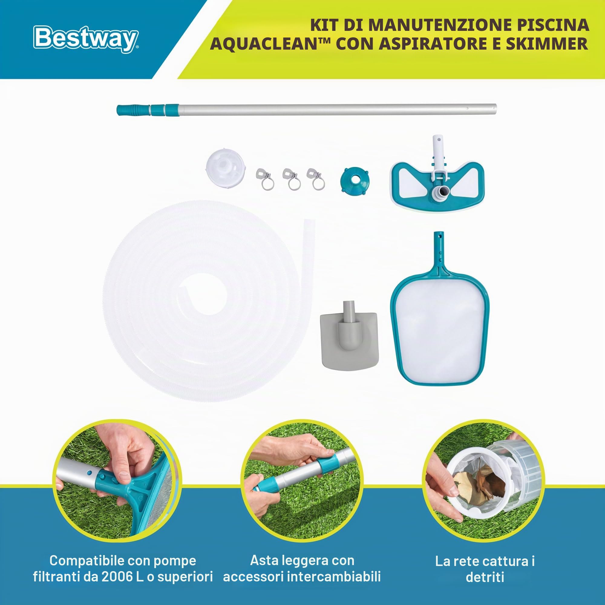 Bestway Aspiratore Fondo Piscina con Retina