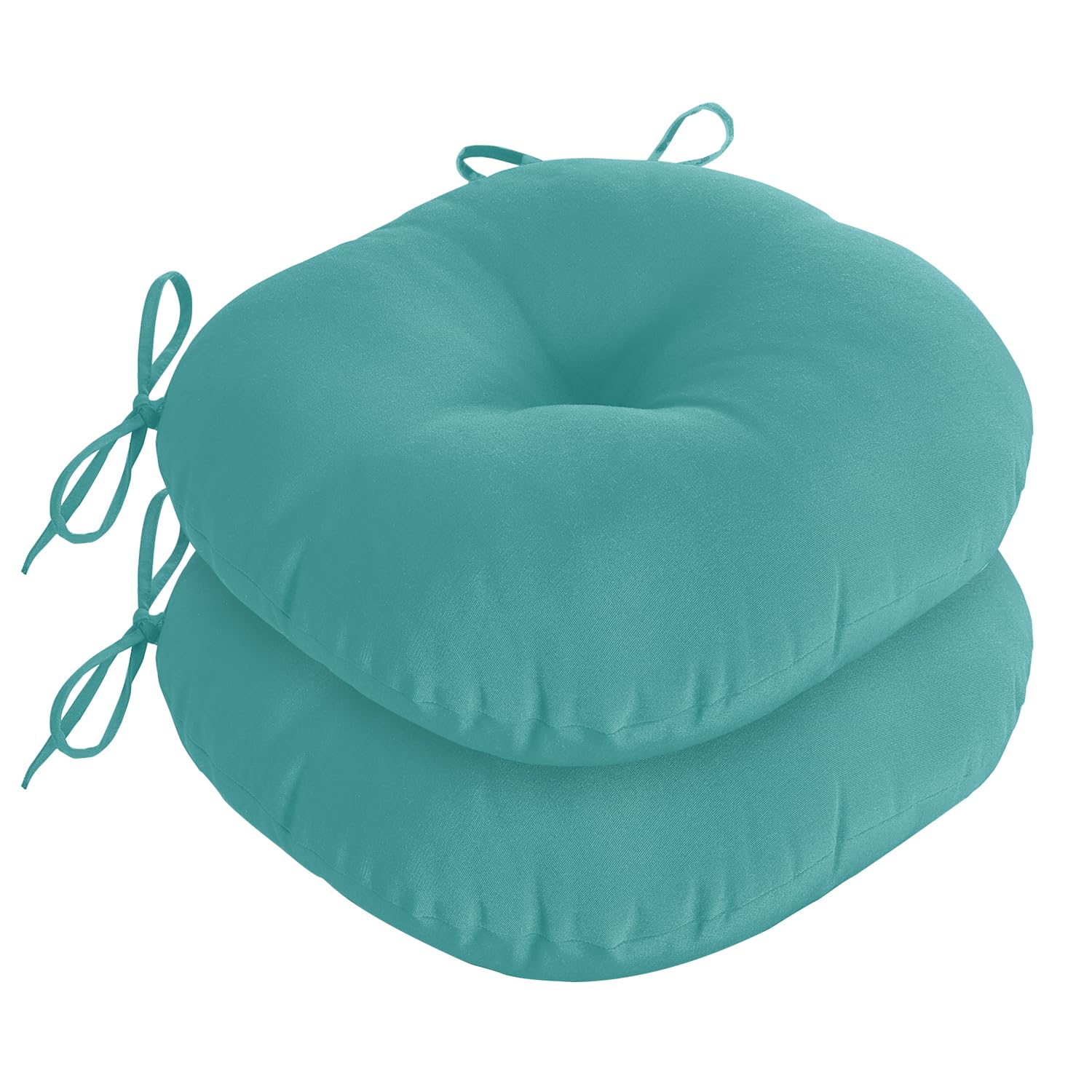 downluxe Round Outdoor Chair Cushions, Waterproof Memory Foam Bistro Patio Furniture Cushions 15" x 15", Teal, 2 Pack for Home Garden Furniture Decoration
