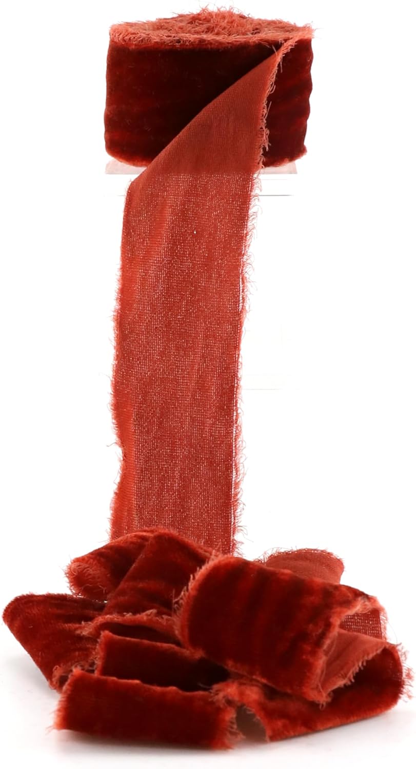 Amazon.com: DINDOSAL Rust Silk Velvet Ribbon 1.5 Inch Frayed Edge ...