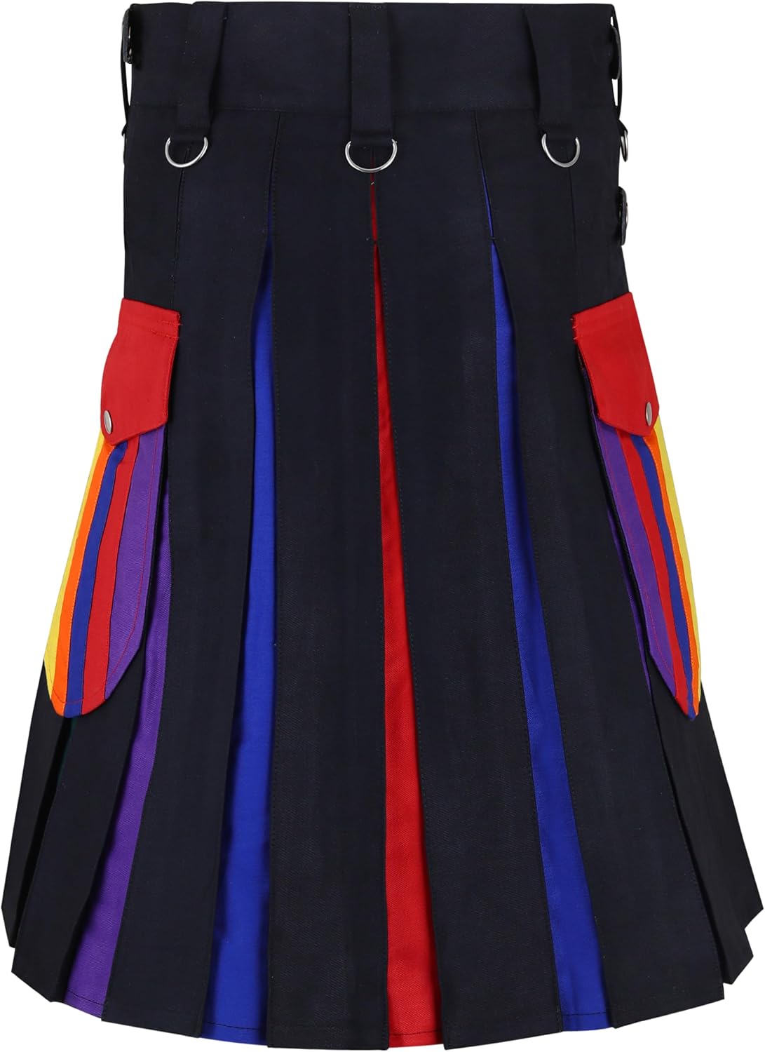 Men's Scottish Rainbow Hybrid Utility Kilt with Side Cargo Pocket - Modern Pride Fashion Kilt