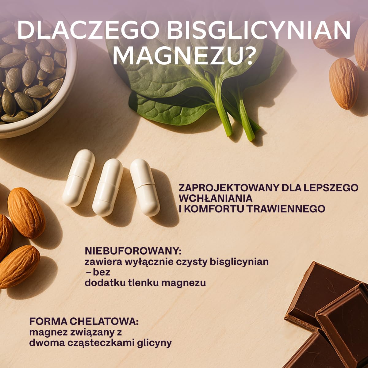 Chelatowany glicynian magnezu 2505 mg w dziennej dawce (300 mg magnezu elementarnego) - Wysoka dawka niebuforowanego magnezu - Suplement dla kobiet i mężczyzn - 180 wegańskich kapsułek