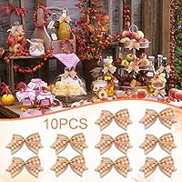 Vista 3 de 10 lazos de otoño para corona, lazos de corona de Acción de Gracias, lazo naranja y blanco a cuadros, lazo de arpillera natural, lazos de árbol