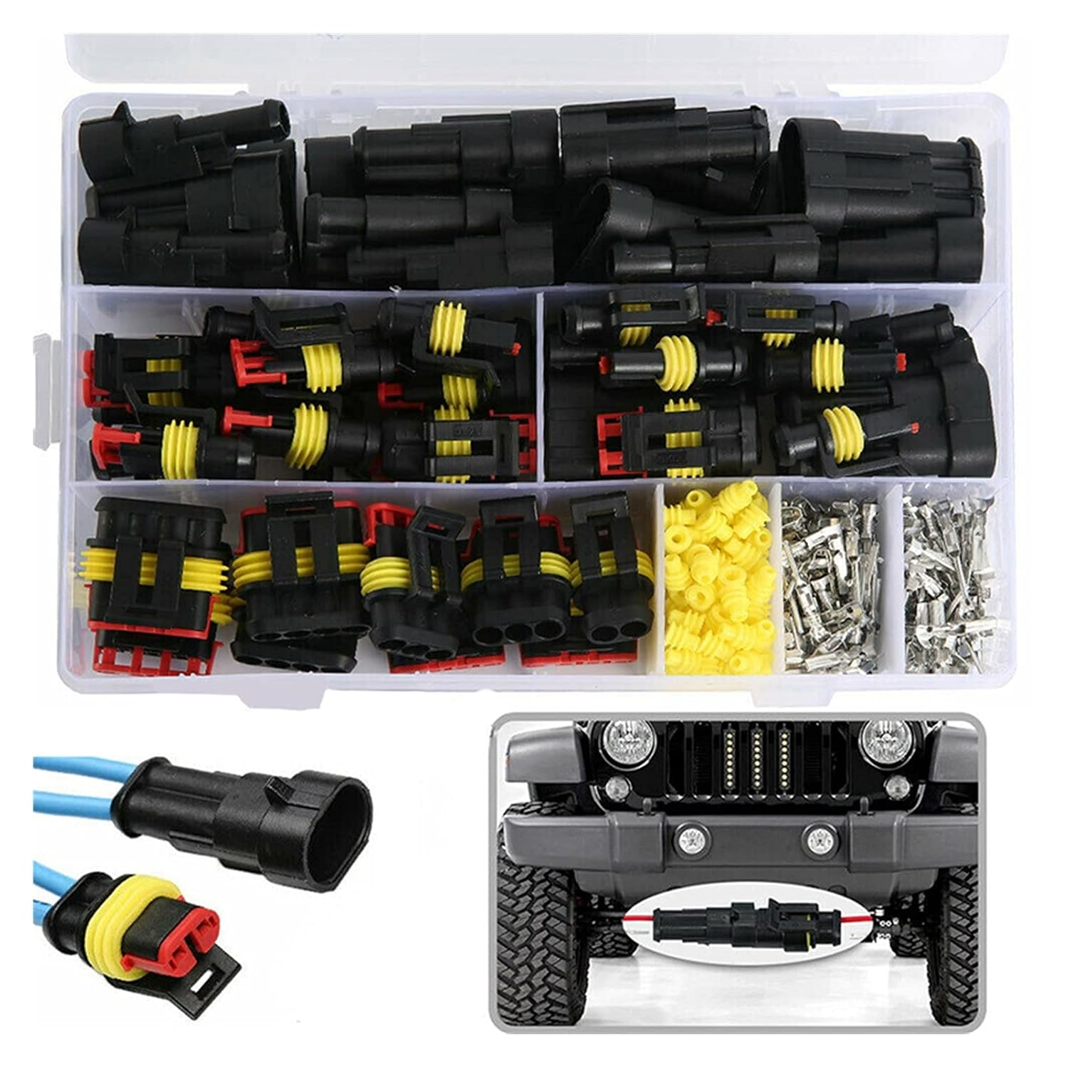 Ruiting Store 26 Sets Car Electrical Wire Connector Plugs Kit 1-4 Pin wat/erp/;ro/ofW Fit Fit Compatible Motorcycle Automotive Lighting Accessories