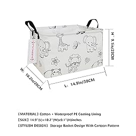 QUEENLALA Rectangular Laundry Hamper/Foldable Nursery Laundry Basket for Organizing/Storage Bin Baskets/Children Toy Office Bedroom/Toy Bin Closet Shelf BasketsRec-Zoo