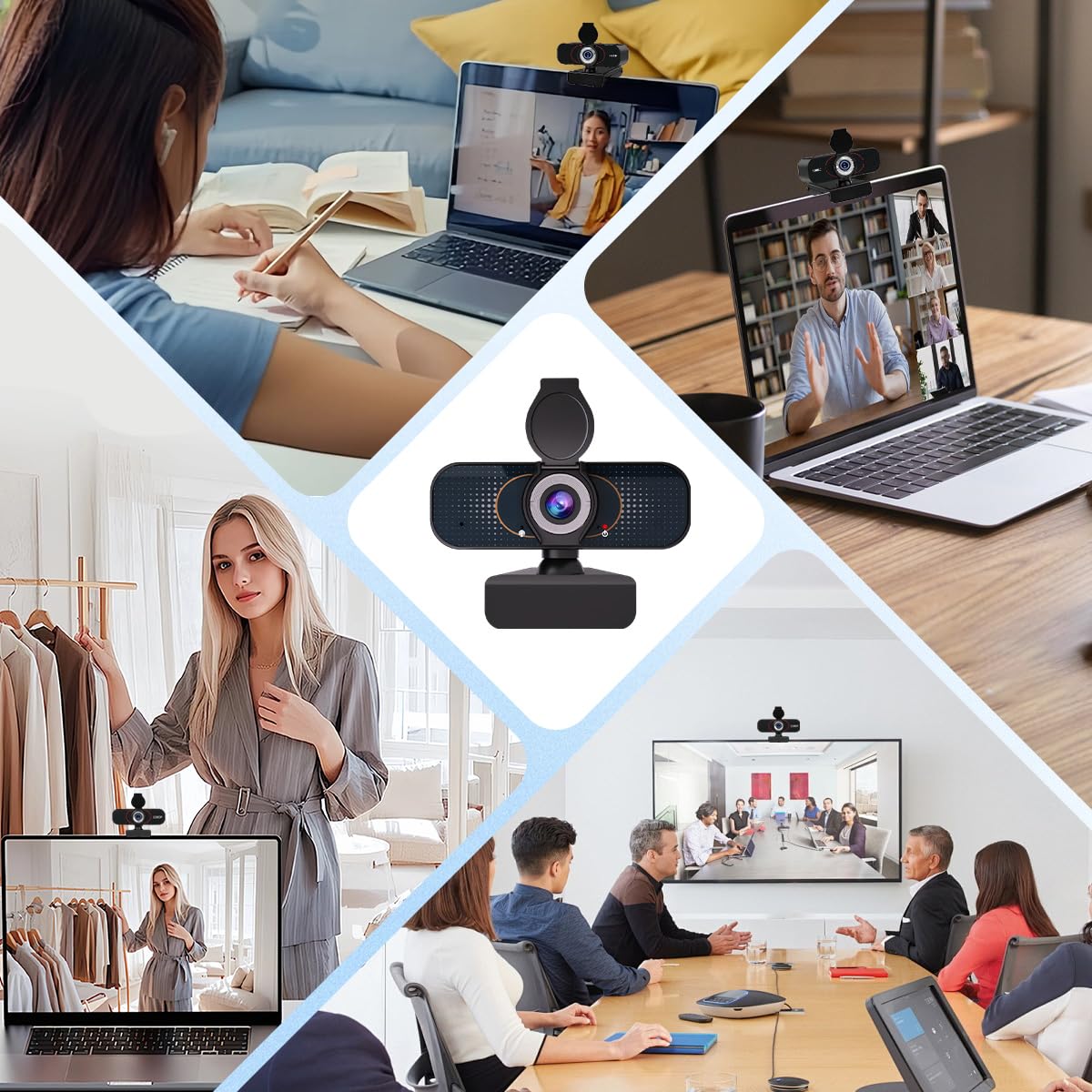 1080P PC Webcam with Built-in Noise-Canceling Microphone Physical Privacy Cover Automatic Light Compensation Ultra Wide-Angle Lens Plug and Play Suitable for Zoom/YouTube/Live/Streaming — view 6
