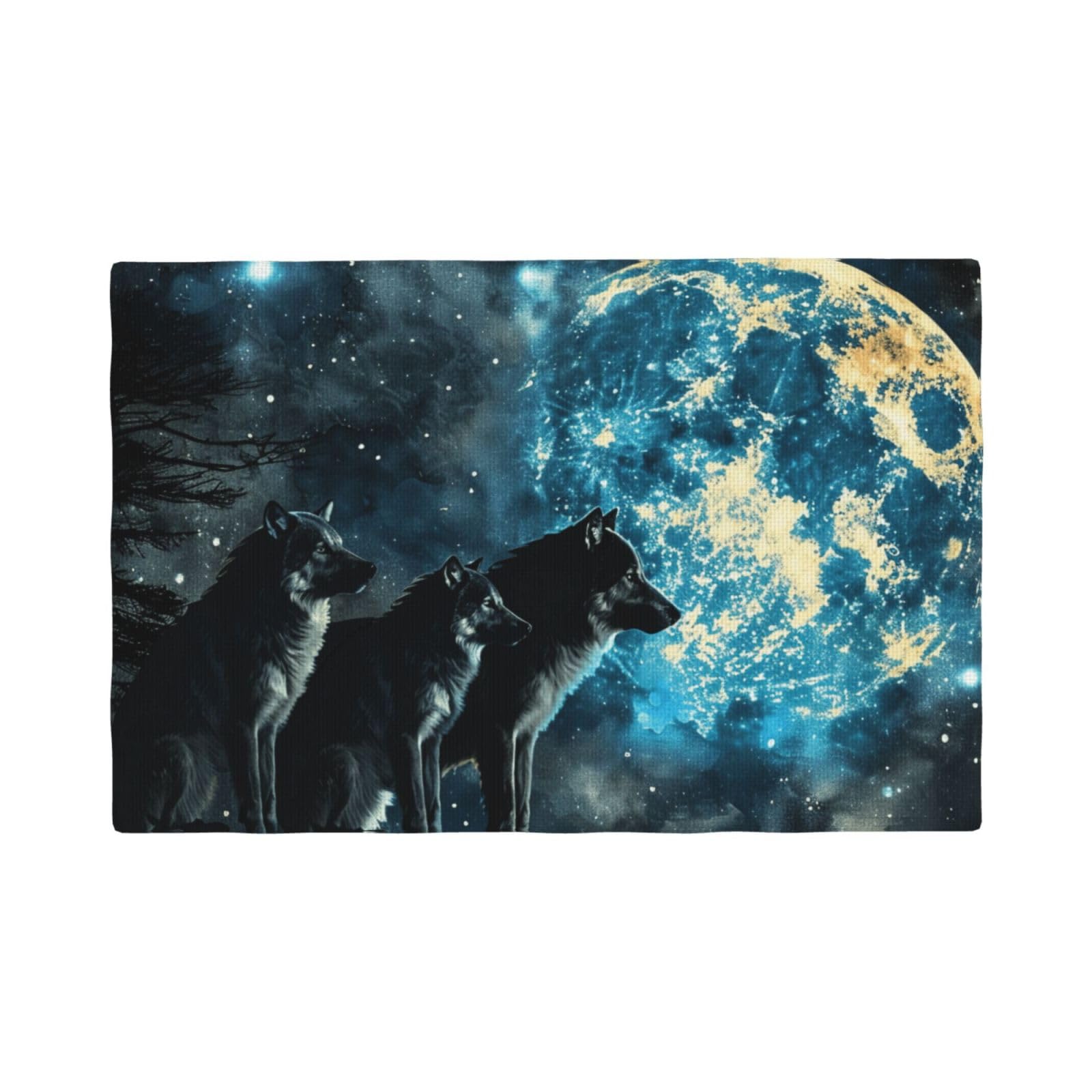 Wolfs Print Placemats Set, Heat Resistant Washable Placemat 12x18in Table Mats for Party Kitchen Dining Table Decoration Indoor Outdoor, Six Piece
