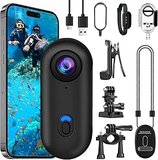 B-Qtech 4K Action Camera, 360° Mini POV Portable Magnetic Body Camera, Underwater Camcorder 30m Waterproof WiFi Wearable V...