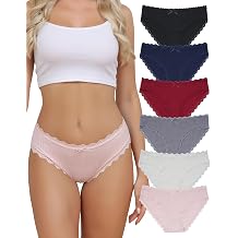 Aijolen Womens Cotton Bikini Underwear Soft Low Waist Panties Cheeky Lace Underpants S-XXL