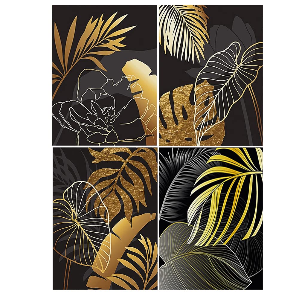 Peinture diamant style moderne feuilles dorées art mural de qualité supérieure adulte 40x50