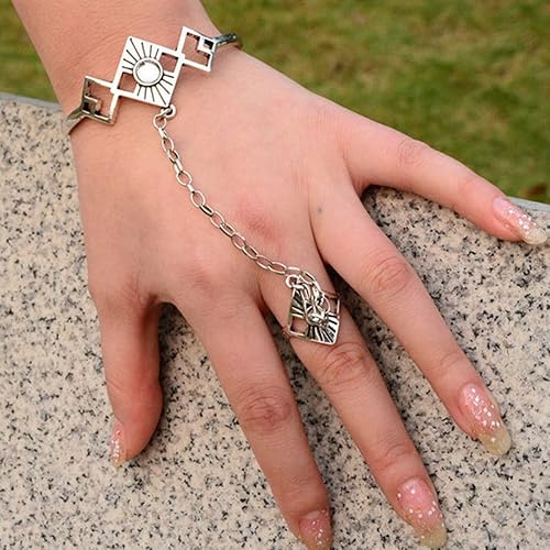 Miniatura 2 de Sexy Sparkles Retro Bracelet Finger Ring Bangle Slave Chain