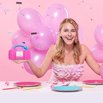 Balloon Pump, Balloon Pump Electric, Electric Balloon Pump at Home, Portable Air Blower with Dual Nozzle Balloon Air Pump for Decoration, Party and Save Time