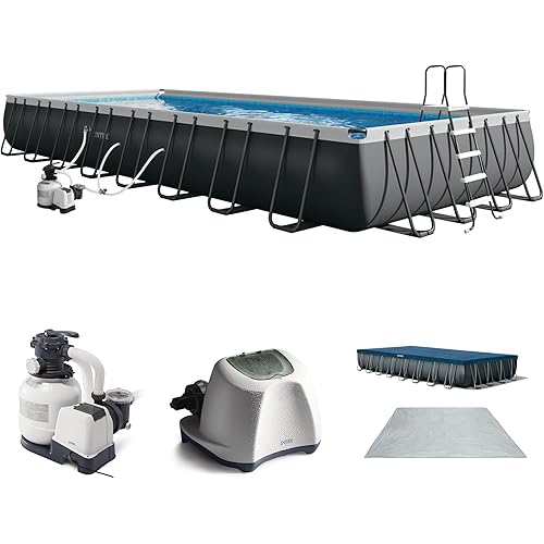 INTEX 26373EH Ultra XTR 32ft x 16ft x 52in Above Ground Swimming Pool Set with Sand Filter Pump and Krystal Clear Saltwater System