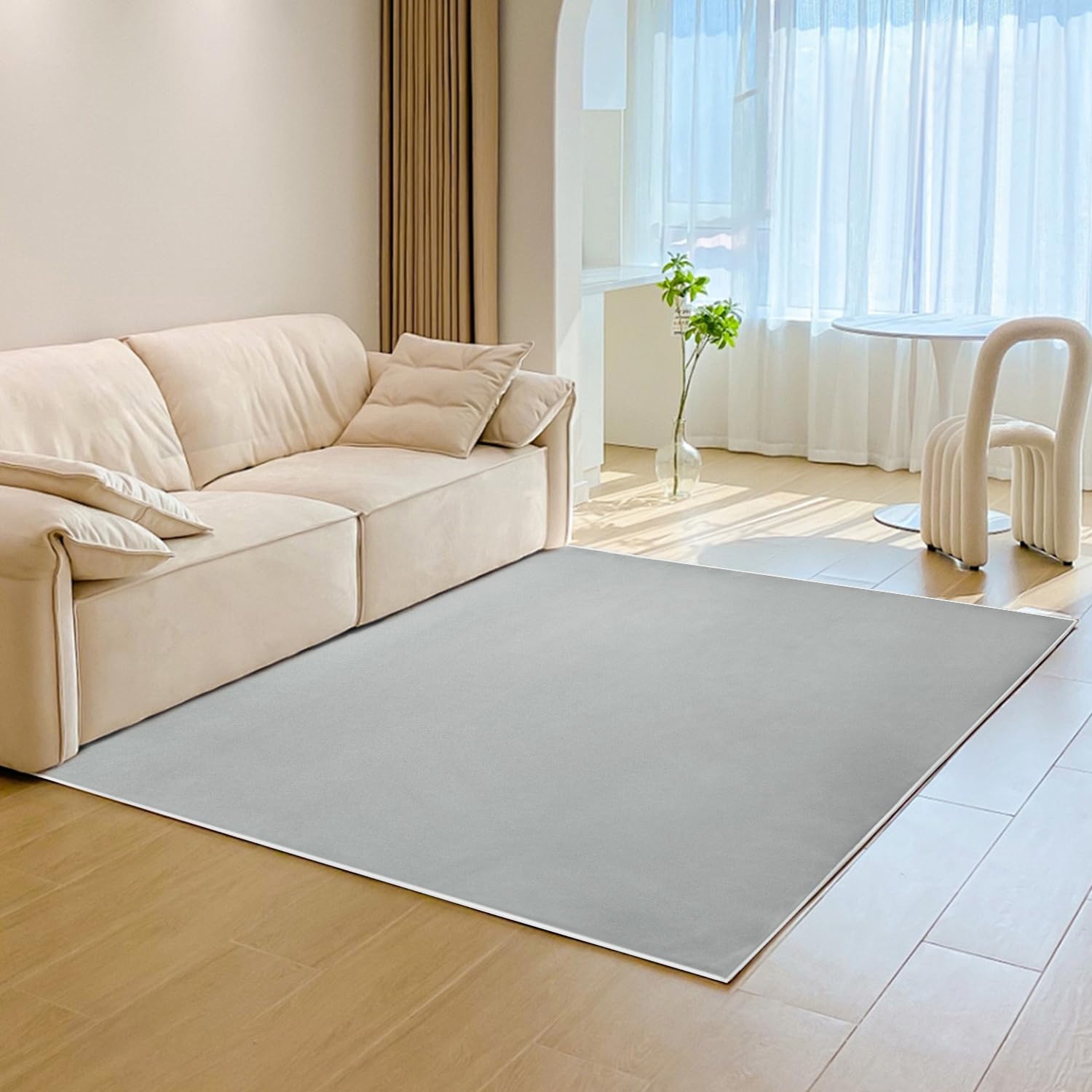 SETHEPACE Alfombra Salon Pelo Corto Moderna, Antideslizante Fondo, Super Suave Alfombras de Habitacion, Alfombras Dormitorio Lavable Lavadora(Gris Plateado, 60 * 160cm)