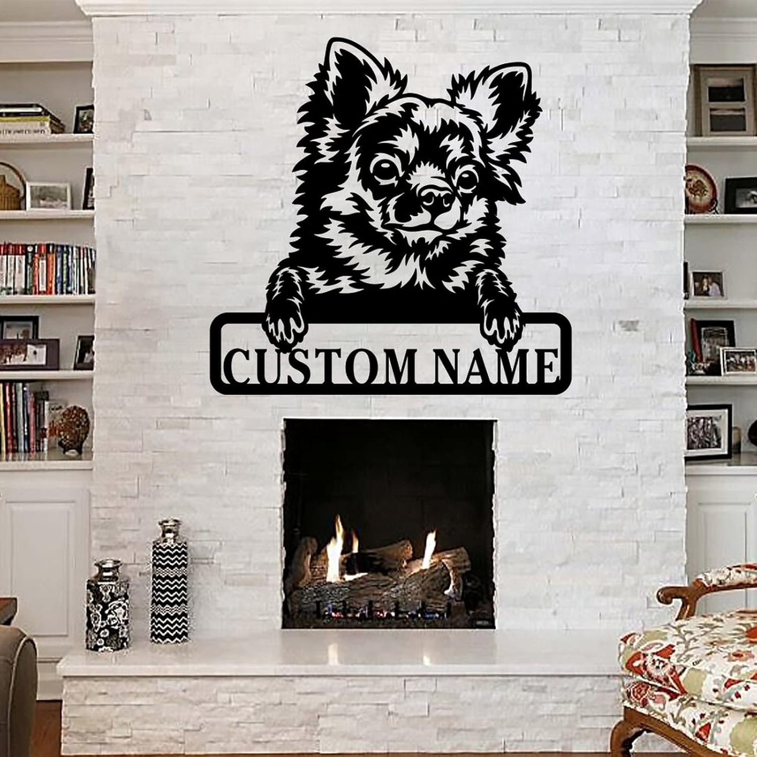 Personalized Dog Name Sign, Personalized Metal Dog Name Wall Art, Personalized Signs for Outdoors, Metal Art for Outside, Wall Door Plaque Farmhouse Garden Housewarming Gift for Friends 24in
