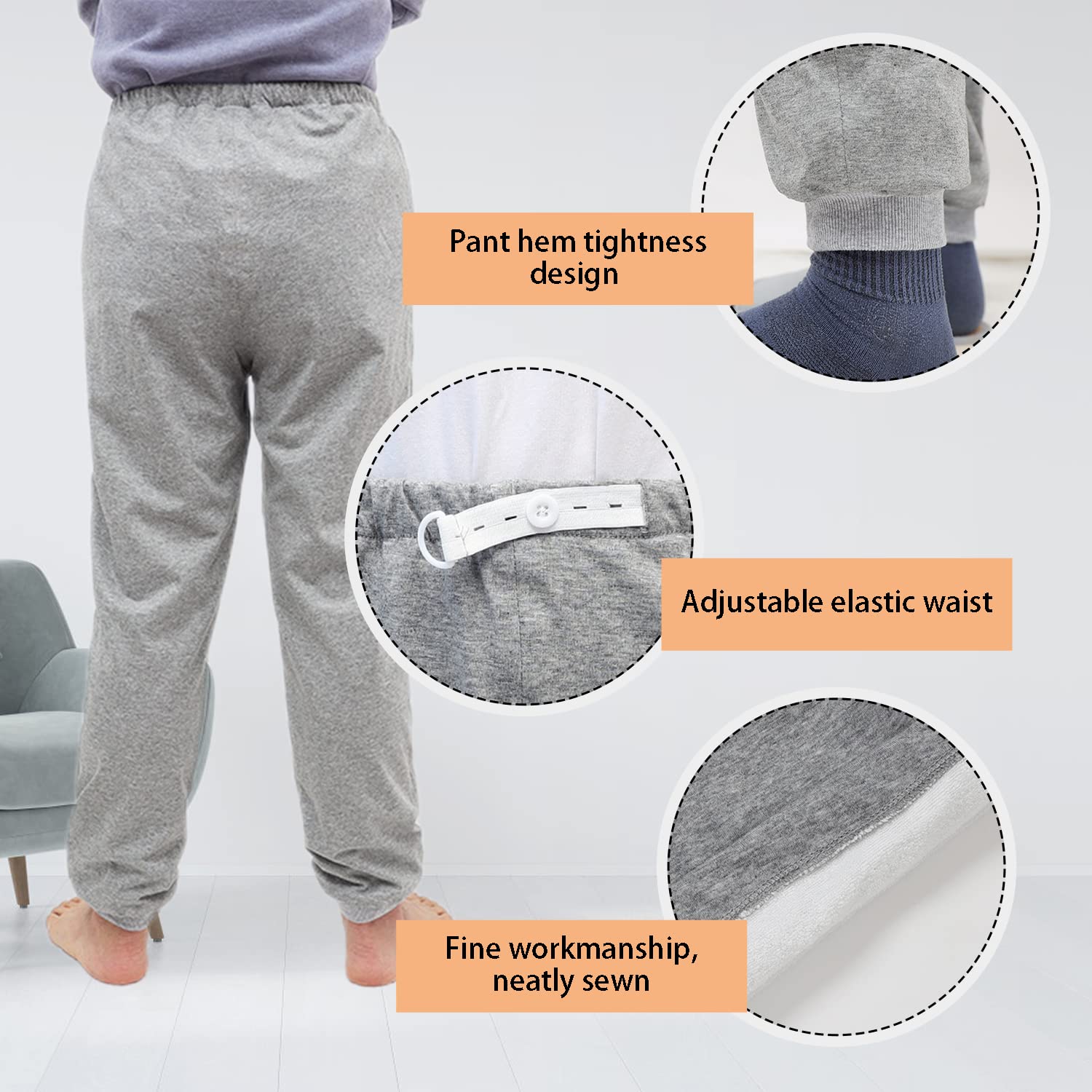 Pantalon d'incontinence en TPU pour personnes âgées/adolescentes/adultes, pantalon d'incontinence urinaire, vêtements adaptatifs réutilisables pour alités