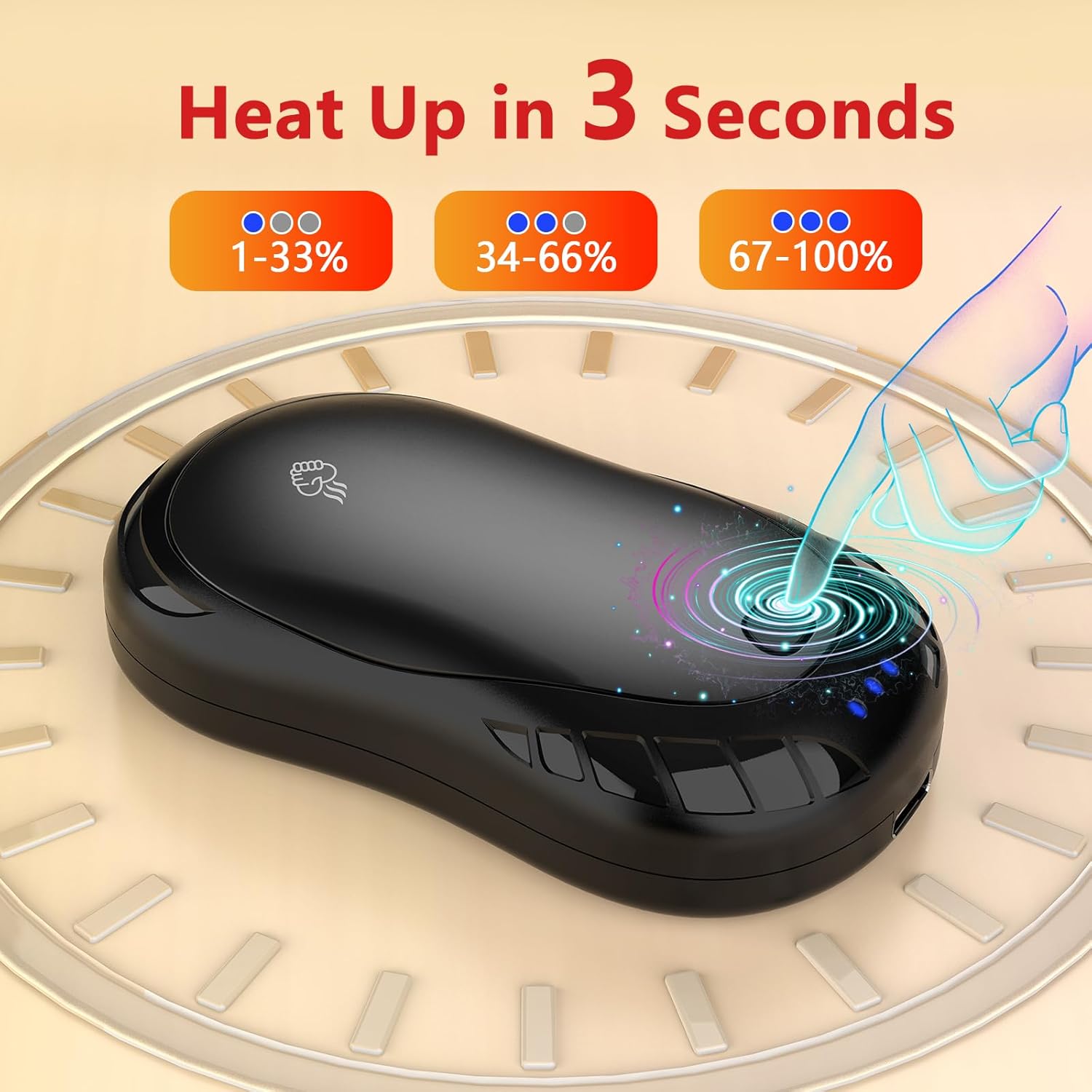 2 Pack Hand Warmers Rechargeable Electric Portable Hand Warmers 2 in 1 FANDLISS Electric Portable Pocket Heater with 12Hrs & 3 Level Warmth Gift for Christmas, Outdoor, Women Men Gift